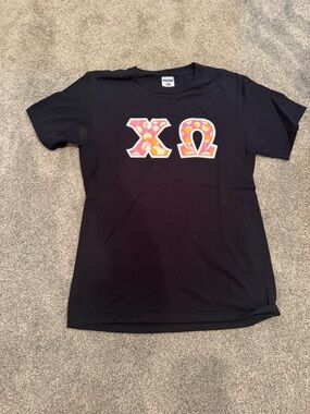 Black Tee with Chi Omega Letters